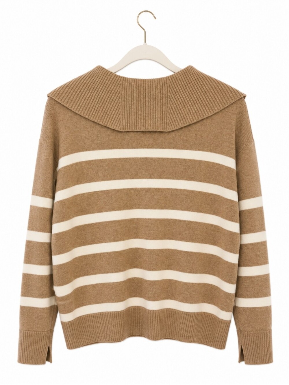 Banana Republic Factory Johnny Collar Striped Sweater ā Plateau Beige ā L - Picture 3 of 4